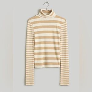 Madewell Turtleneck Long-Sleeve Tee Striped Beige and Cream Small